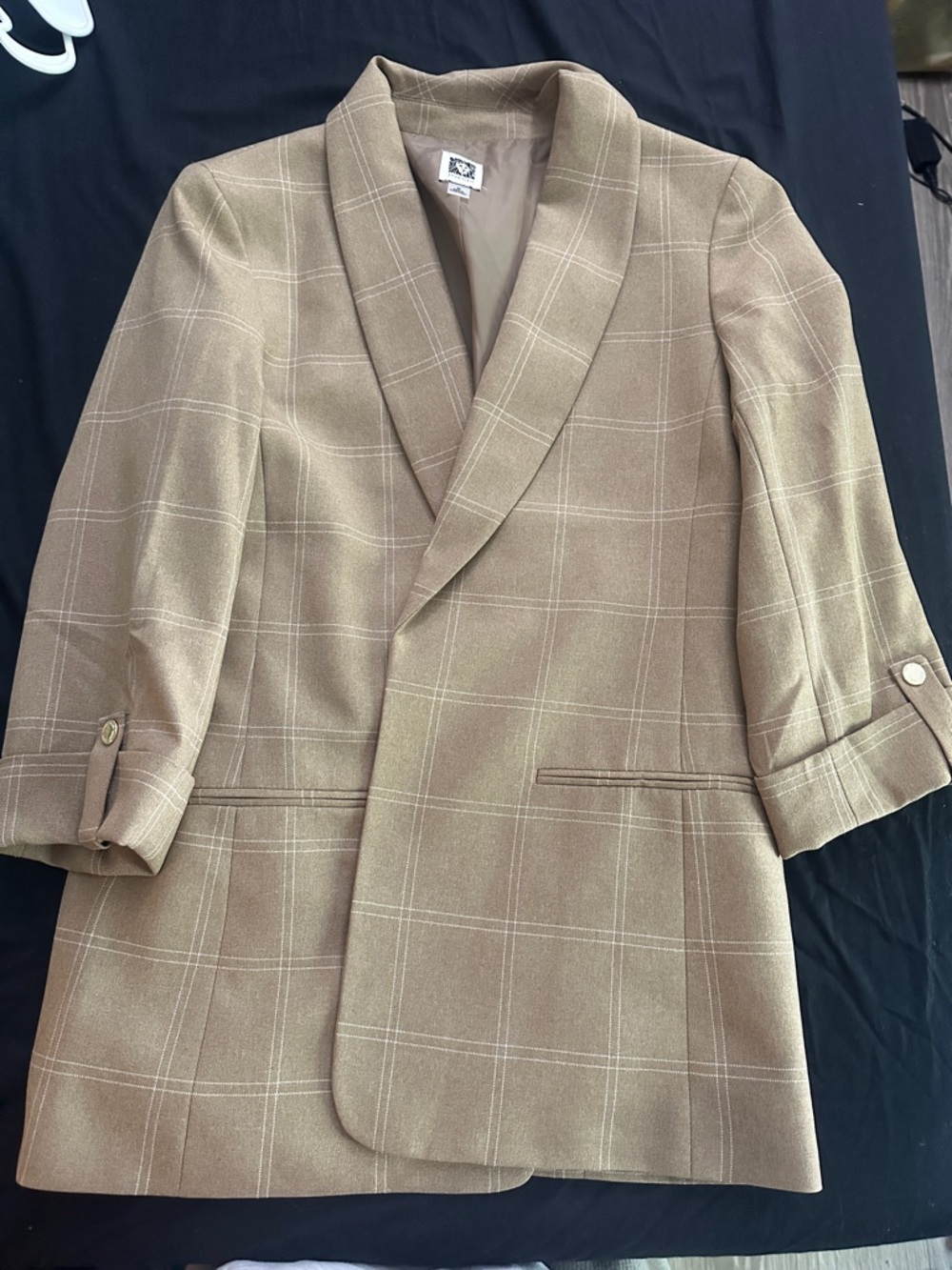 Anne Klein Tan Windowpane Blazer
